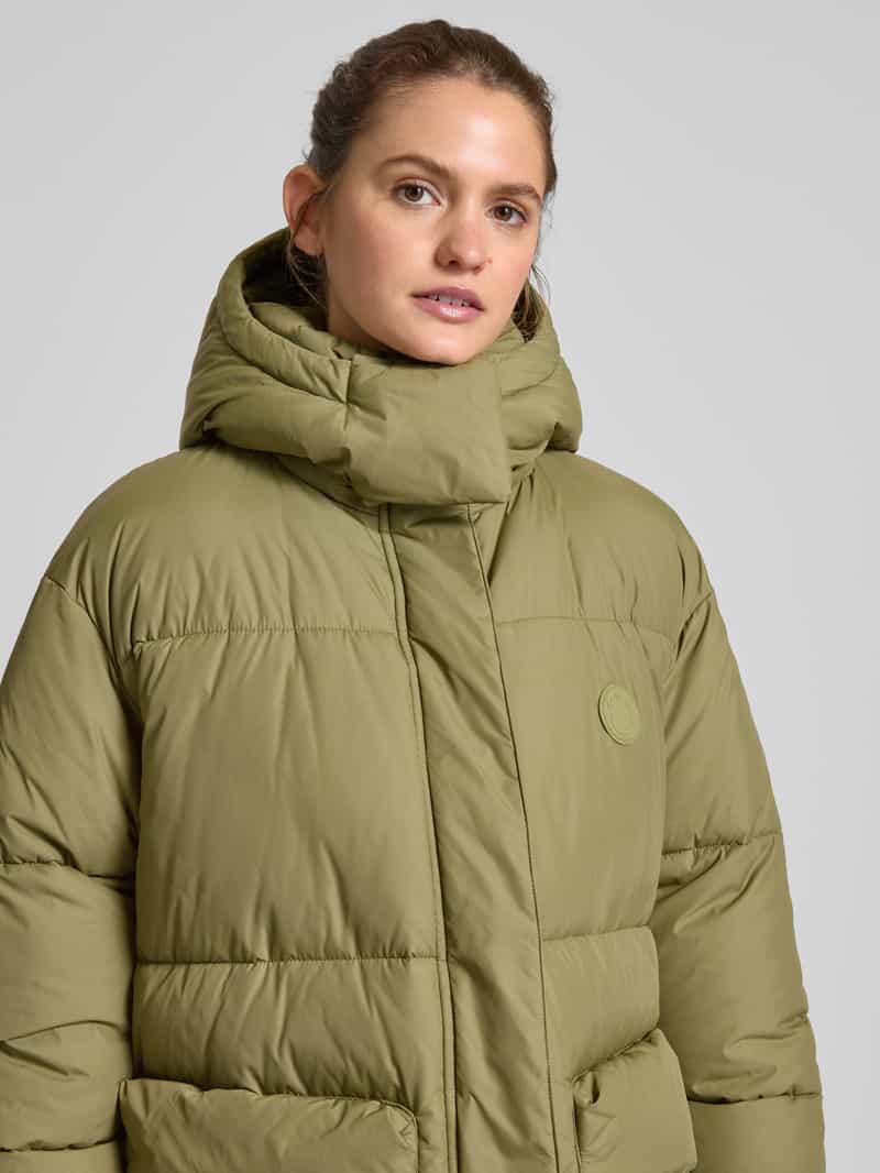Hugo Blue Gewatteerde lange jas met labelpatch model 'Flavia'