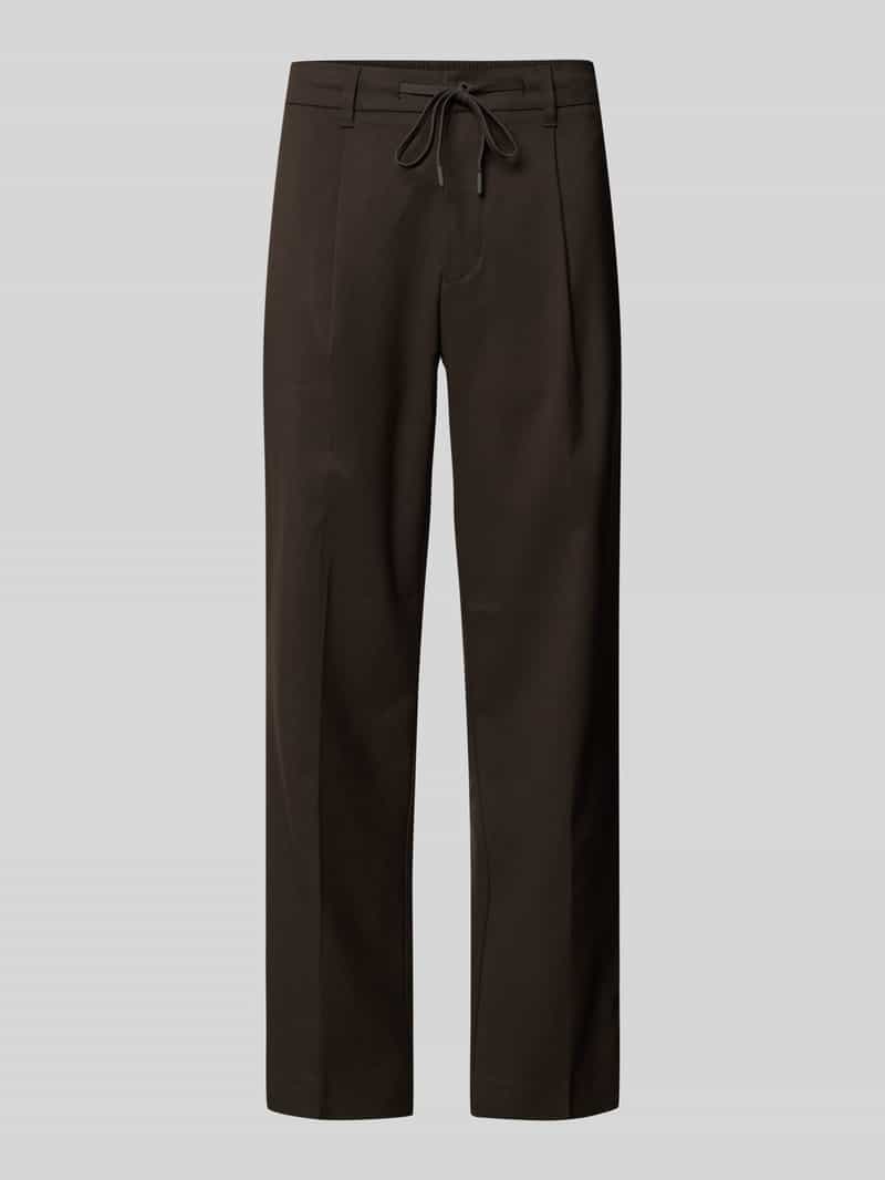 Selected Homme Tapered fit stoffen broek met bandplooien model 'LEROY'