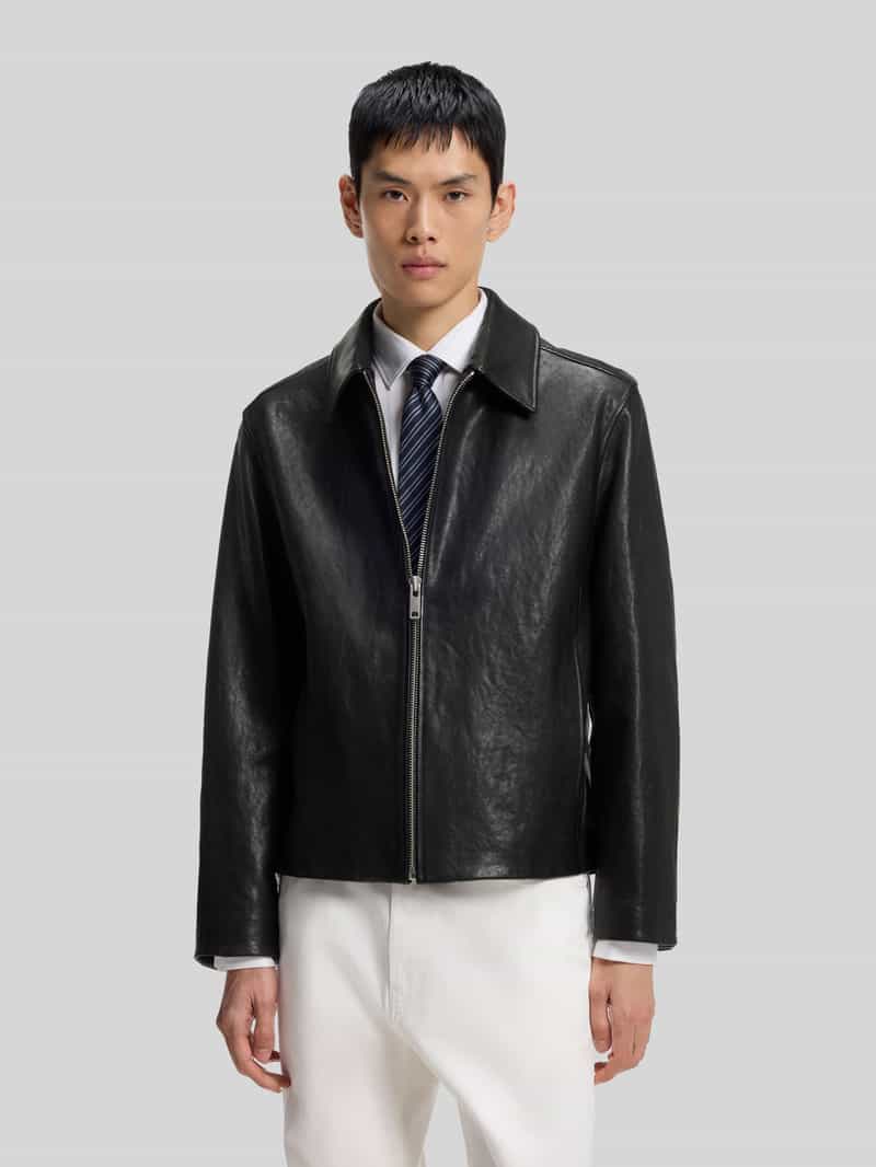 HUGO Regular fit leren jack van echt lamsleer model 'Liro'