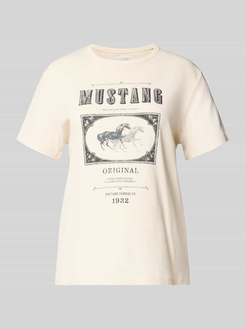 mustang T-shirt met labelprint model 'Rosewooc'
