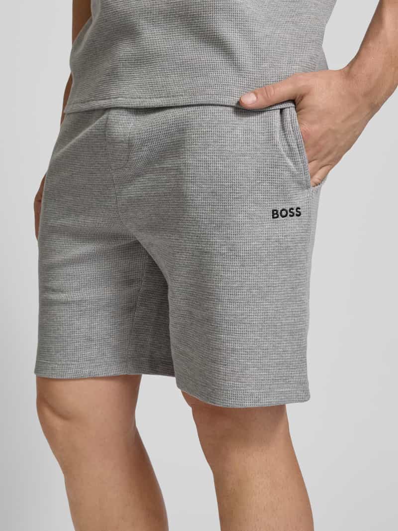 Boss Korte broek met labelstitching model 'WAFFLE'