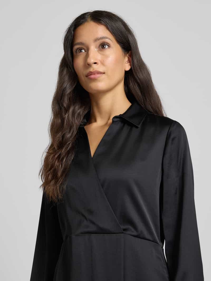 Marc Cain Midi-jurk van viscosemix met V-hals