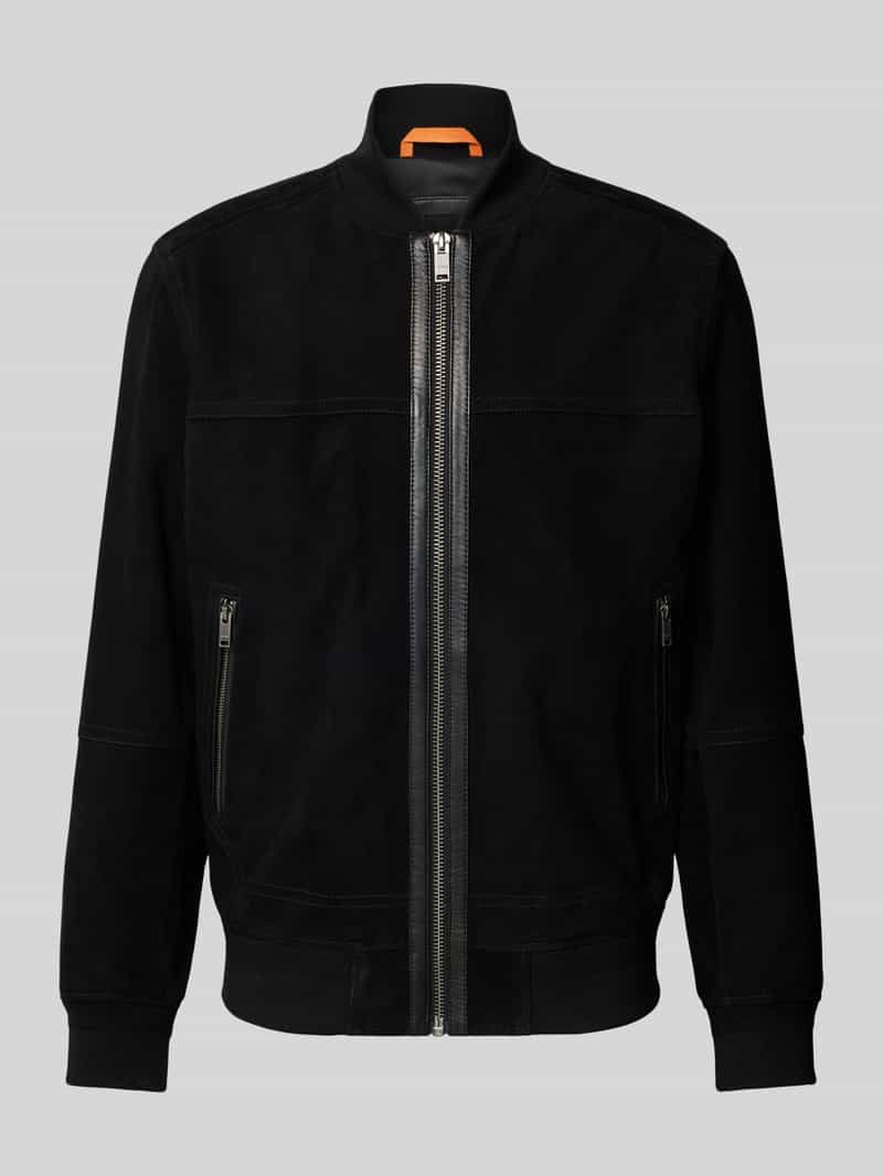 Boss Orange Regular fit jack van echt geitenleer model 'JOHICE'