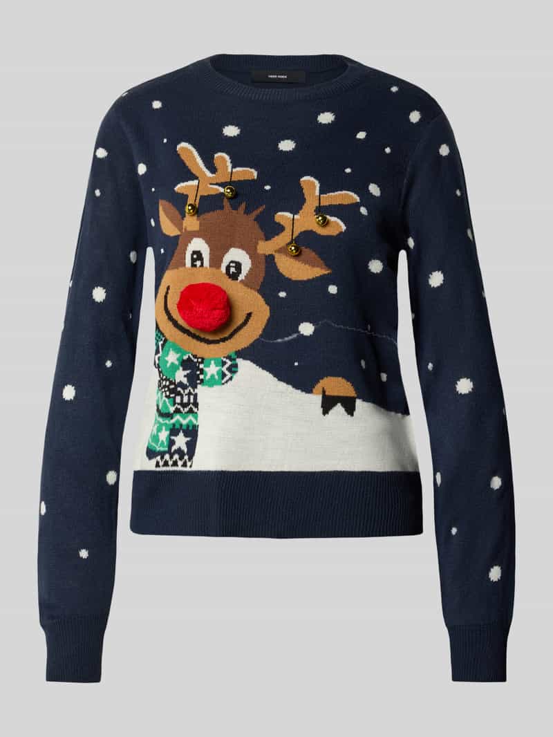 Vero Moda Regular fit pullover met kerstmotief model 'VMFROSTYDEER' donkerblauw, foto 6