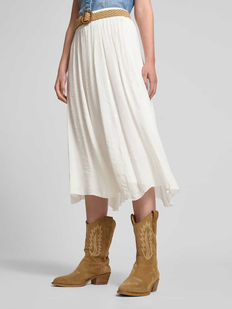 Apricot Midirok met riem in gevlochten look