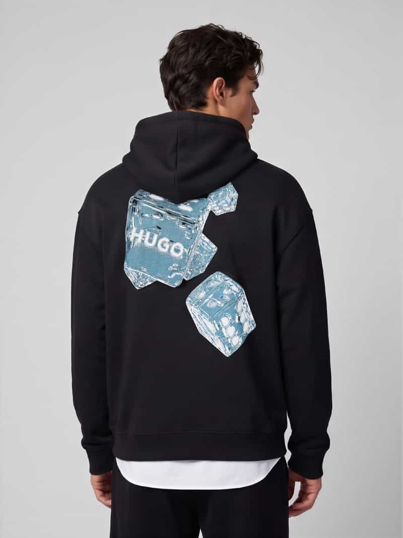 HUGO Hoodie met grote print aan de achterkant model 'Dewerhood'
