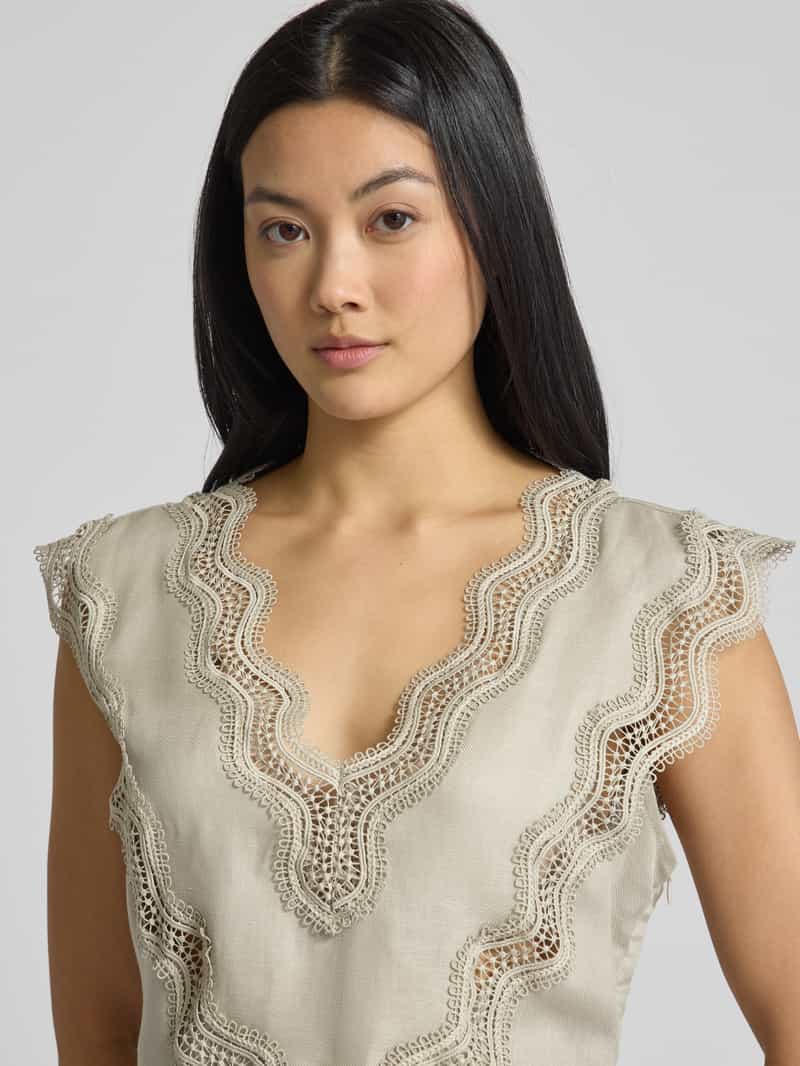 Copenhagen Muse Regular fit blousetop met gehaakt kant model 'NATULI-TOP'