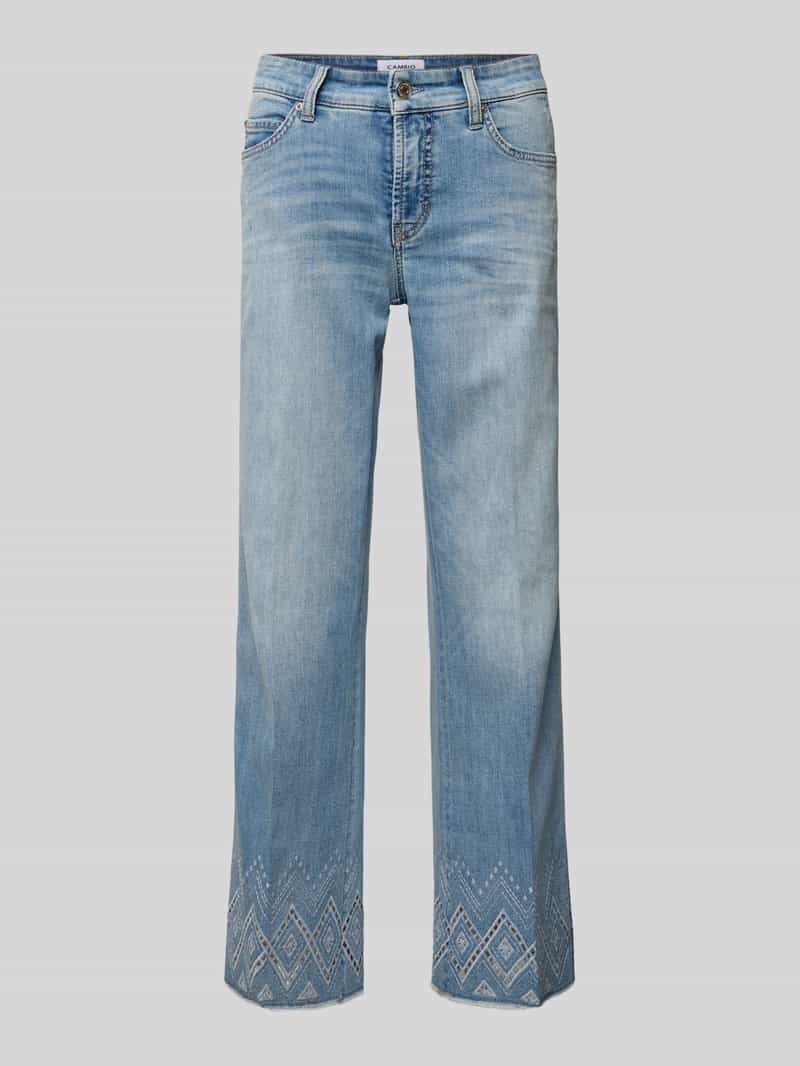 CAMBIO Flared jeans met broderie anglaise model 'FRANCESCA'