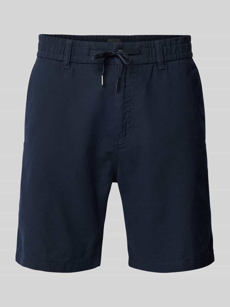 Boss Orange Tapered fit korte linnen broek met elastische band
