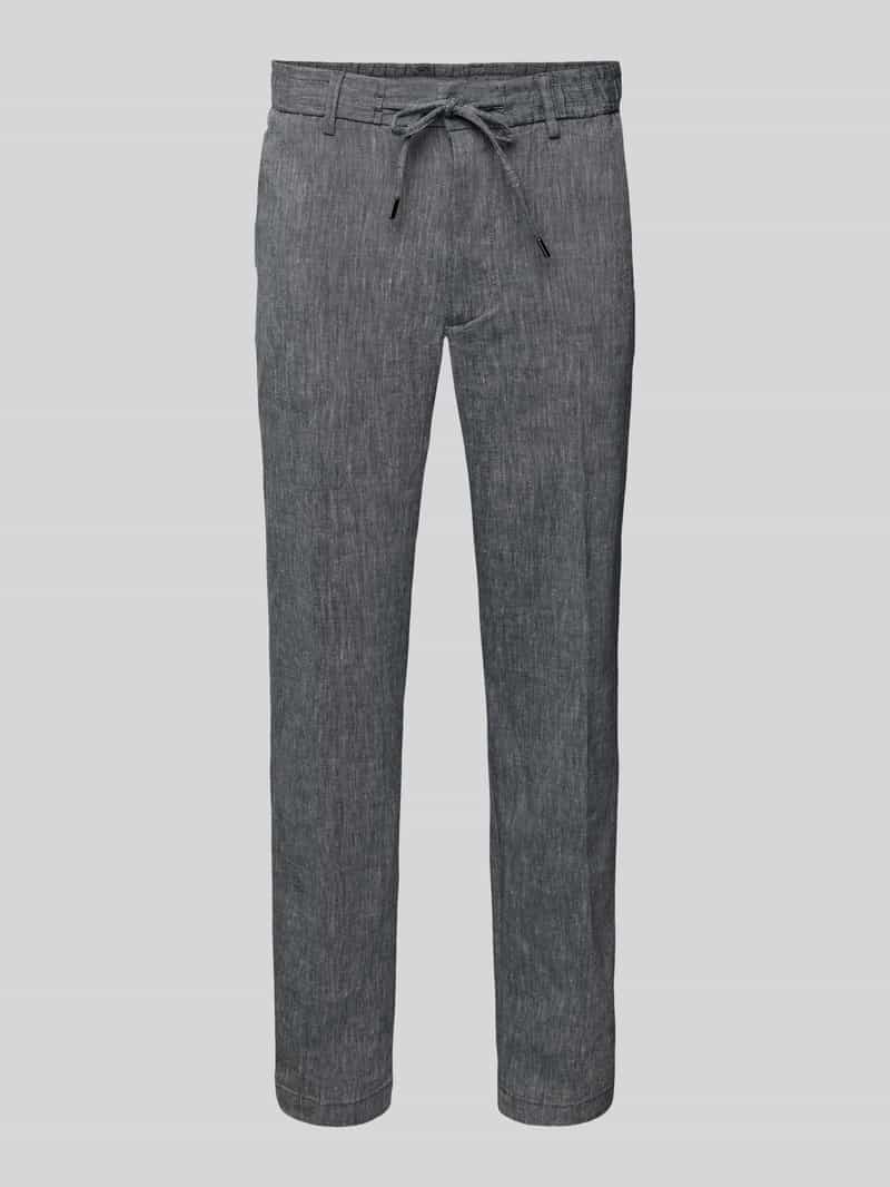 Boss Regular tapered fit linnen broek met tunnelkoord model 'Kane'