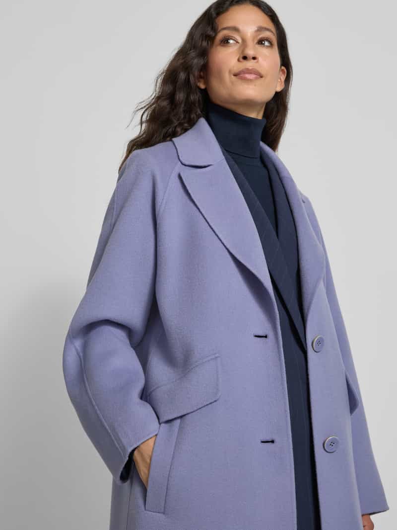 Marc Cain Wide fit lange wollen jas met 2-knoopsluiting