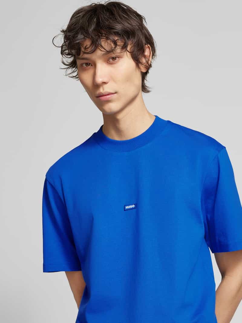 Hugo Blue T-shirt met labelbadge model 'Nieros'