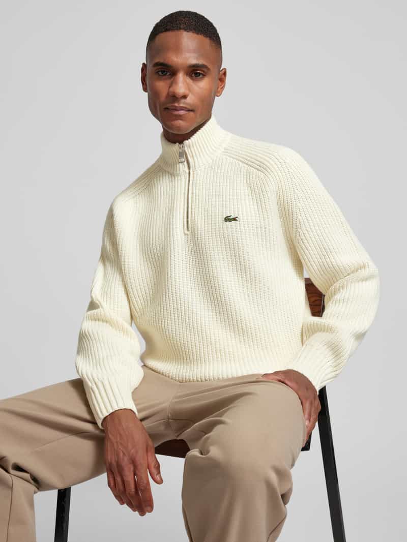 Lacoste Wollen pullover met opstaande kraag