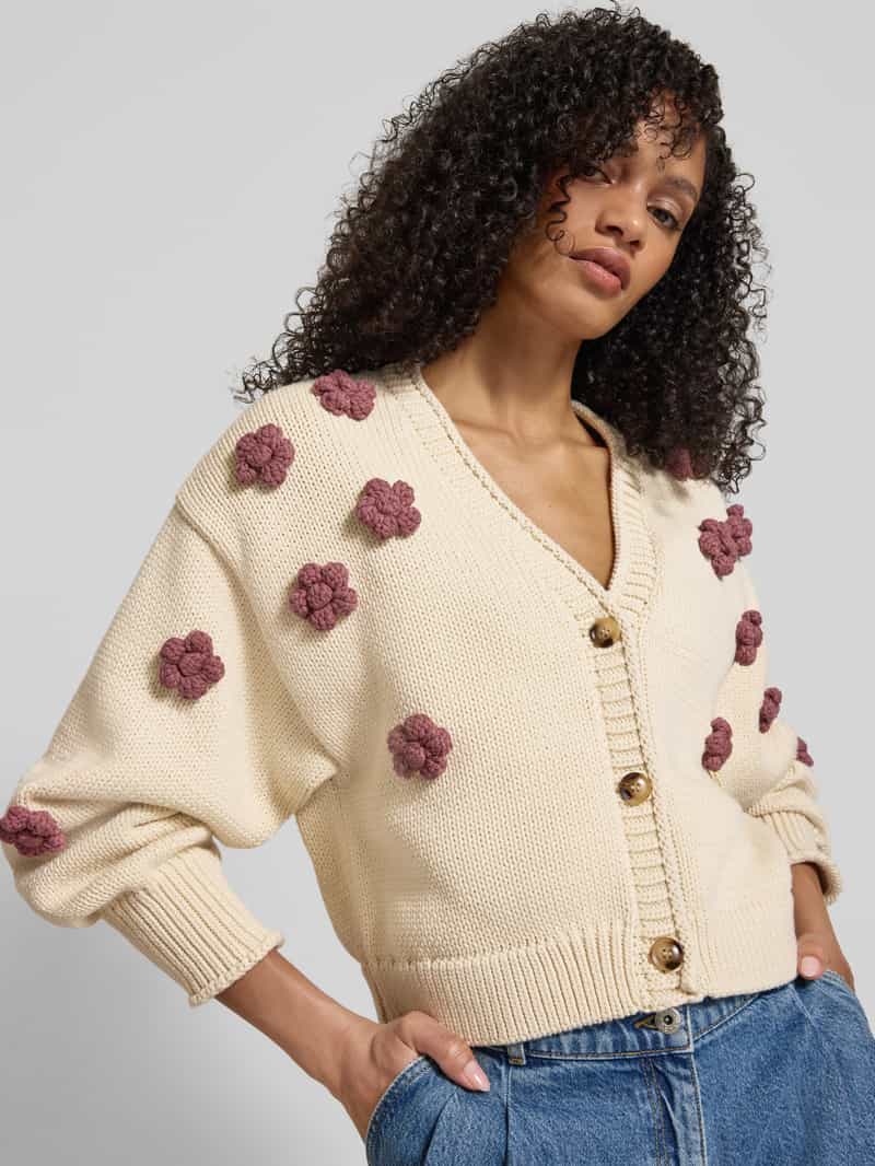 Jake*s Casual Gebreid jack met oversized schouders en V-hals