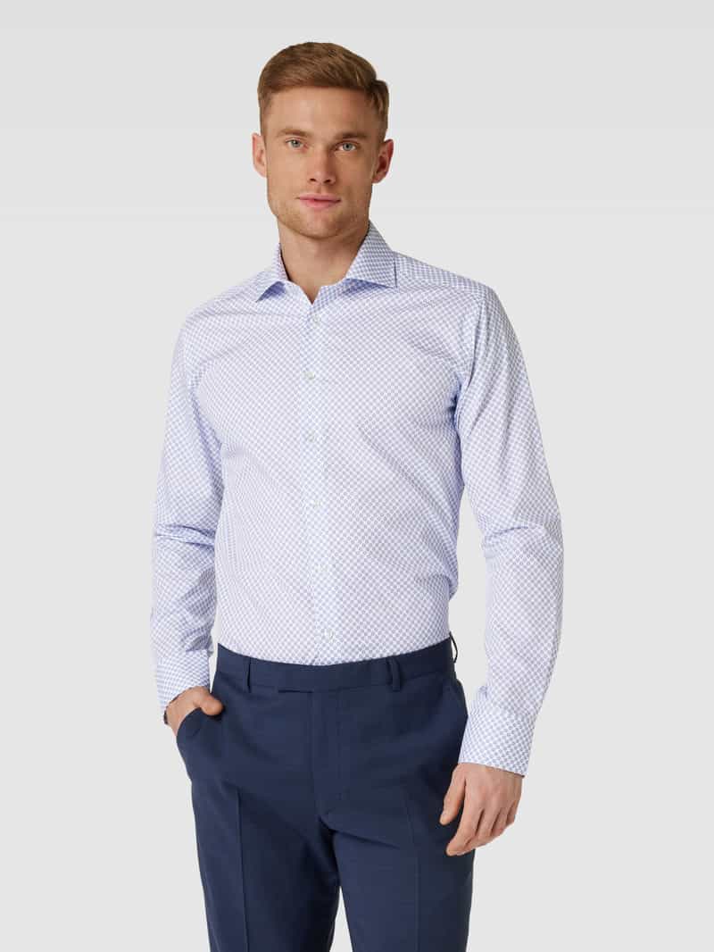 Slim fit zakelijk overhemd met all-over motief, model 'UNITAS' Bruun & Stengade