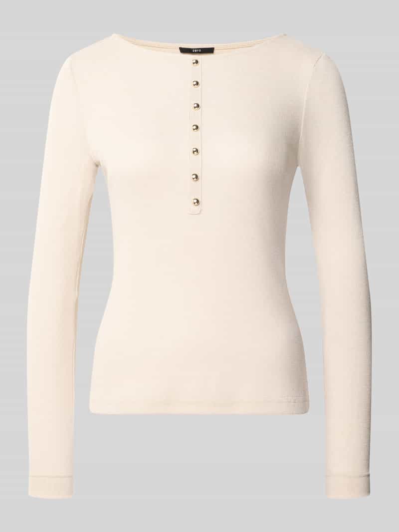 Zero Gebreid shirt met ronde hals en knooplijst