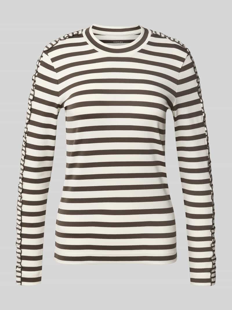 Marc Cain Shirt met lange mouwen van katoenmix met ruches