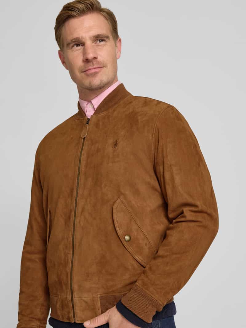 Polo Ralph Lauren Leren jack met logostitching en steekzakken