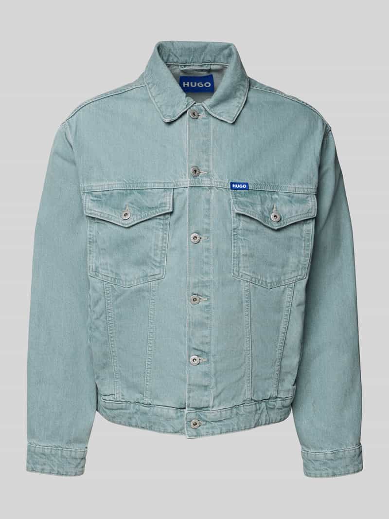 Hugo Blue Jeansjack met borstzakken en labelstitching model 'Dex'