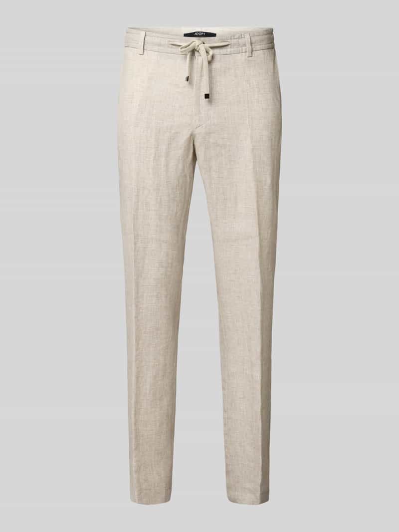 JOOP! Collection Slim fit linnen broek met elastische band model 'Sake'