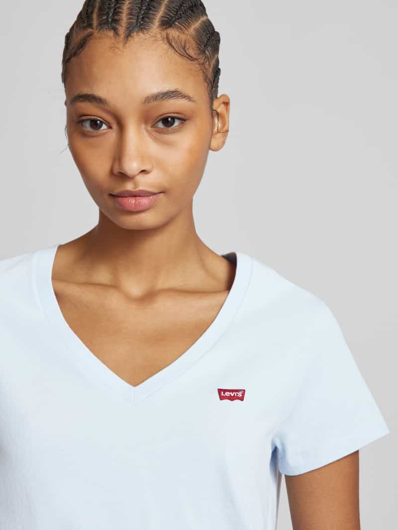 Levi's T-shirt met geribde V-hals