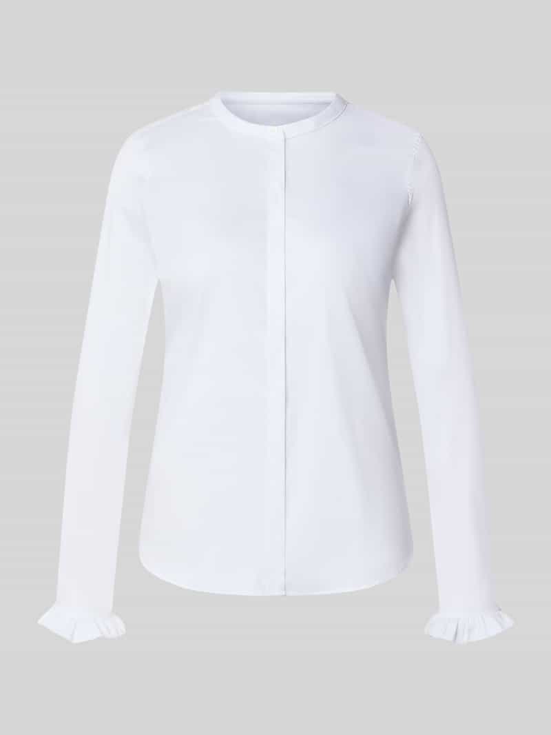 Blouse met maokraag en mouwen met ruches model 'Mattie'