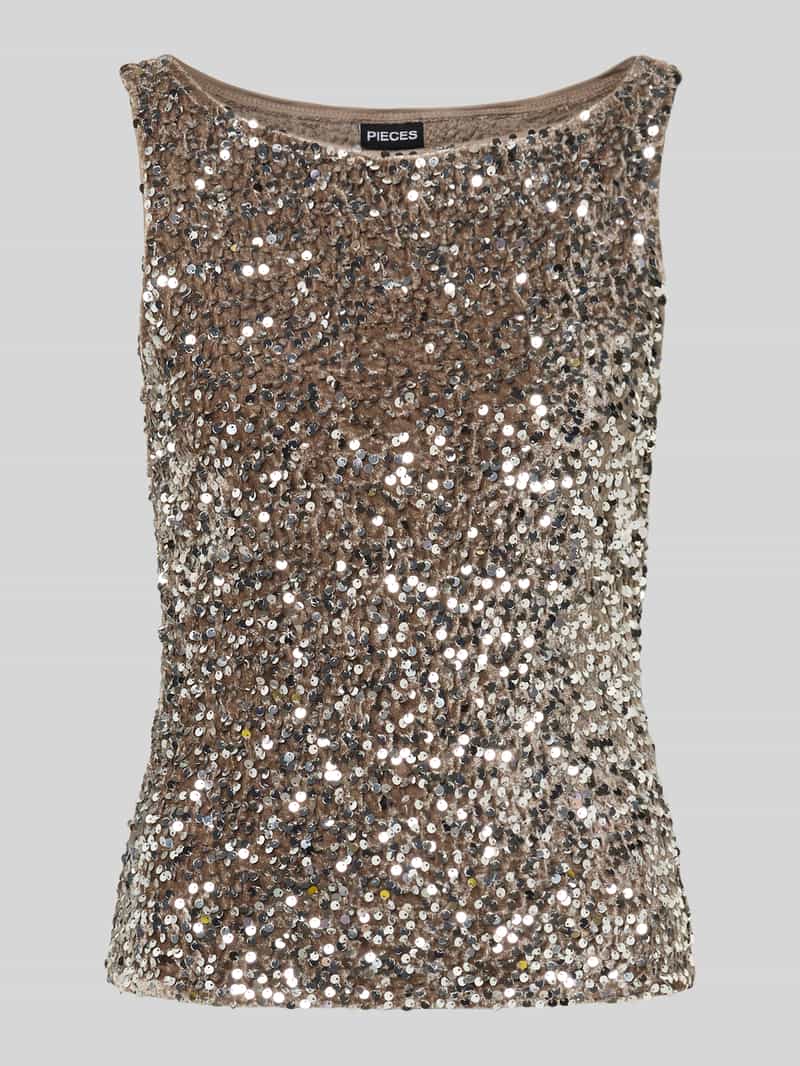 Pieces Regular fit top met pailletten van fluweel model 'KAM'