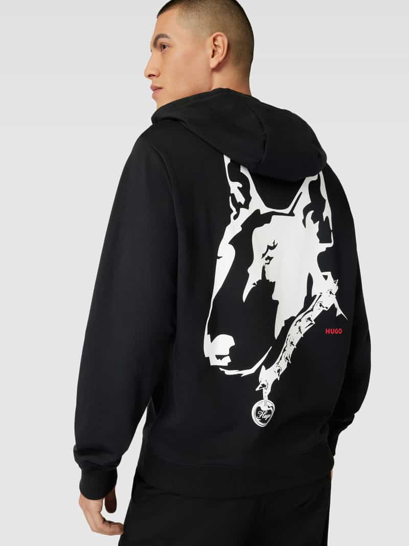 HUGO Hoodie met motief- en labelprint model 'Dammico'