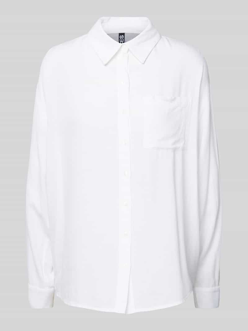 Pieces Relaxed fit overhemdblouse in een mix van viscose en linnen model 'PIA'