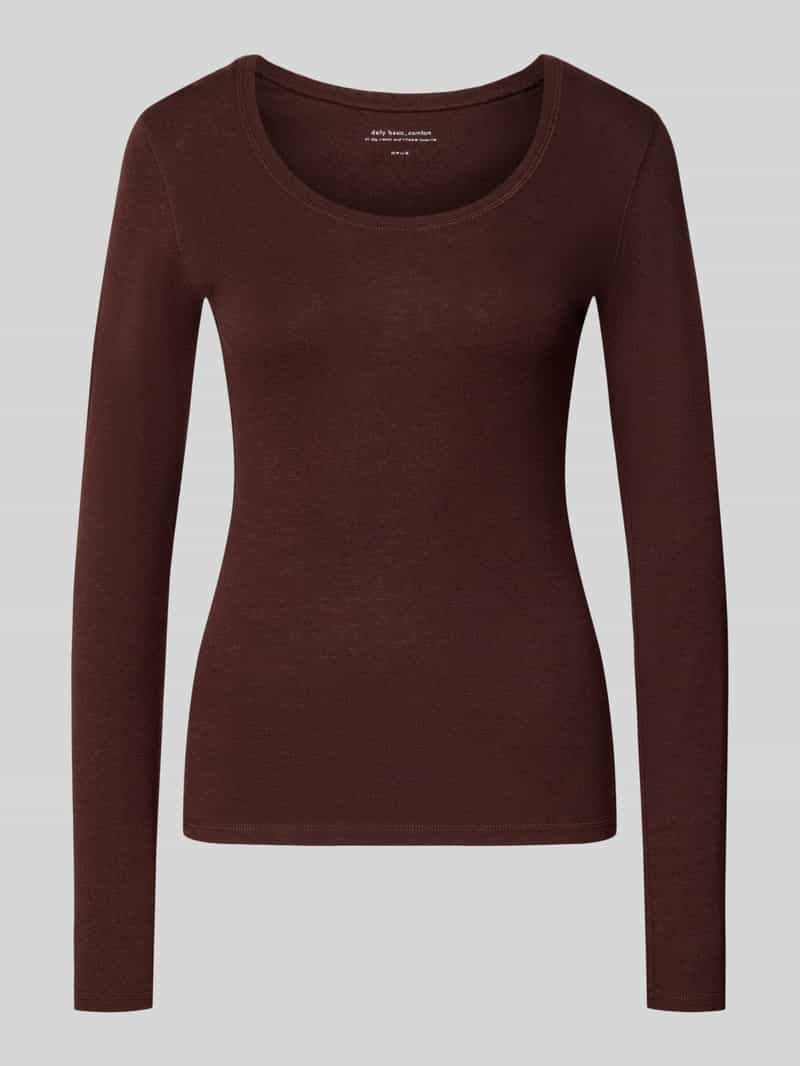 Opus Shirt met lange mouwen en geribde ronde hals model 'Sorana'