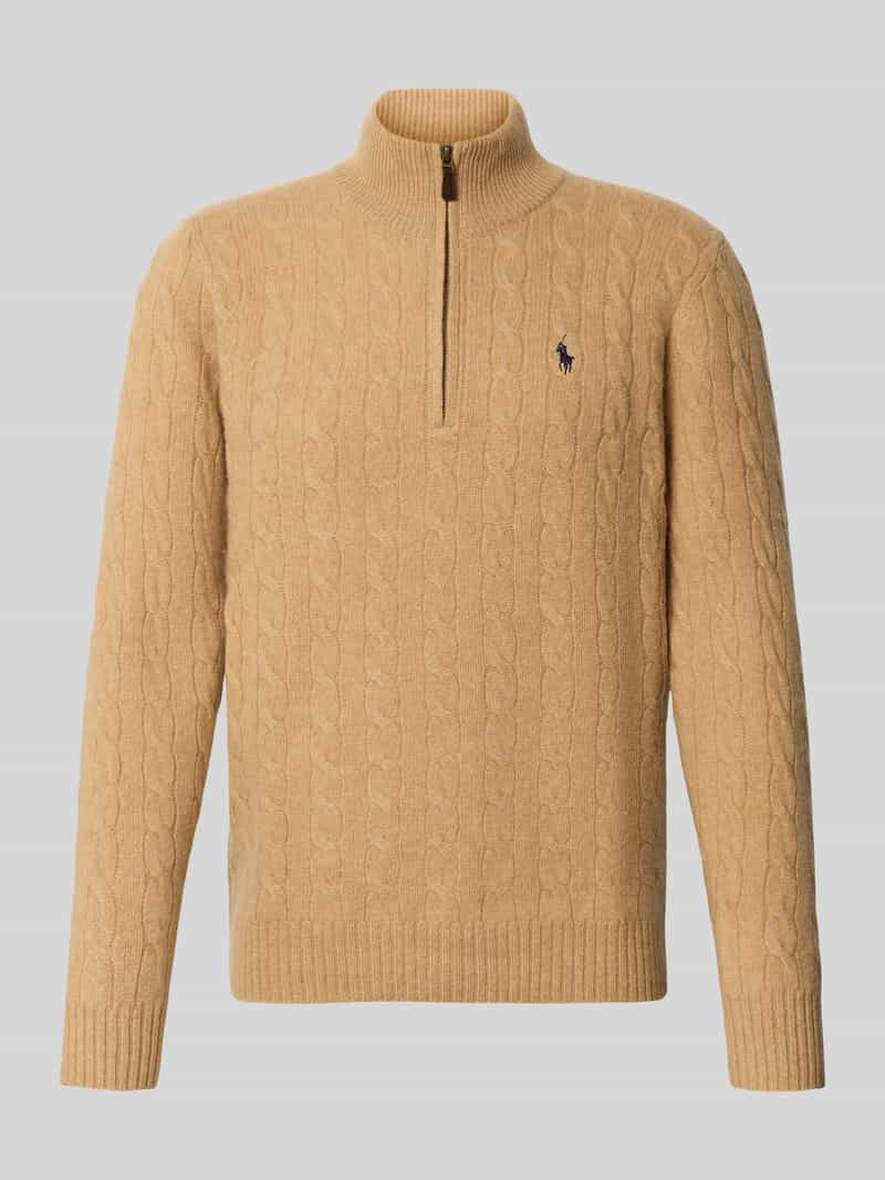 Polo Ralph Lauren Gebreide pullover van een mix van katoen en kasjmier met opstaande kraag