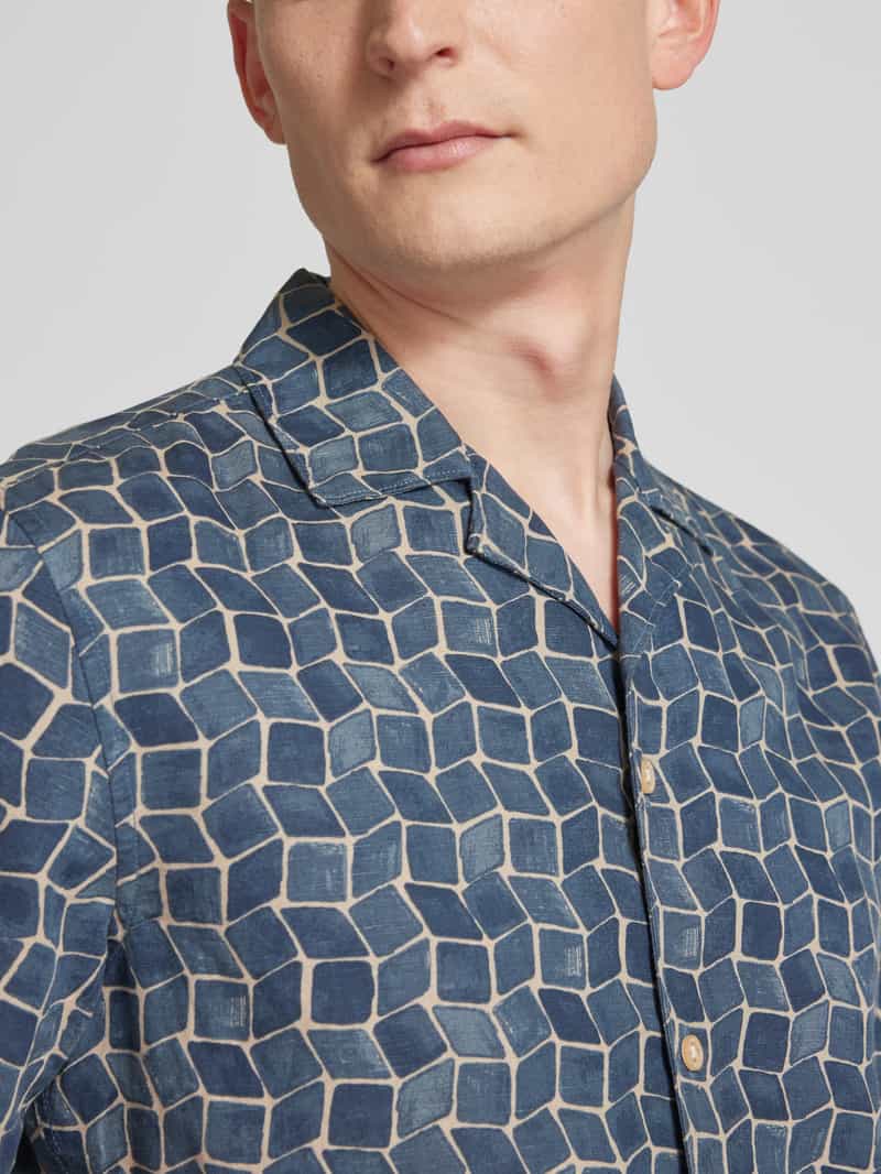 Marc O'Polo Regular fit linnen overhemd met all-over print