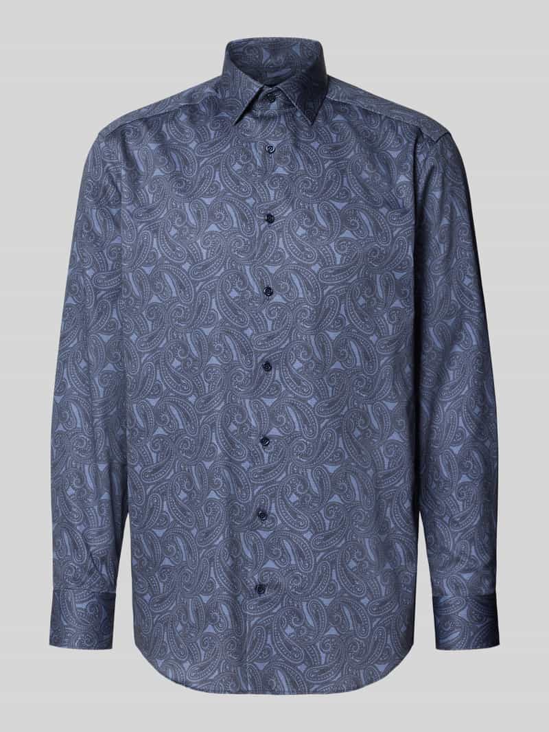 OLYMP Luxor Overhemd, Comfort Fit, New Kent, Marineblauw
