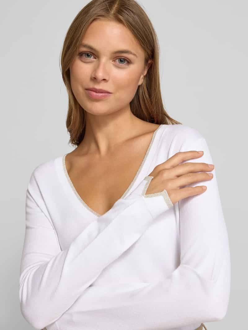 Liu Jo White Pullover met V-hals en effectgaren