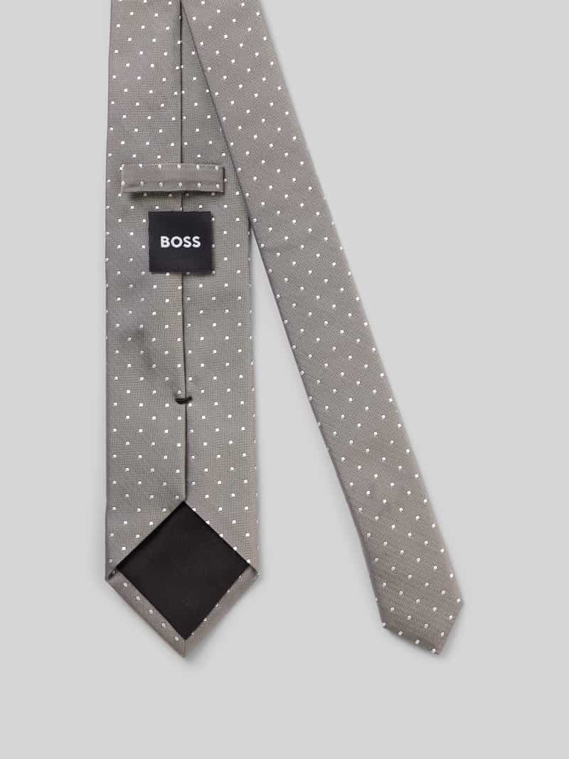 Boss Zijden stropdas met labeldetail