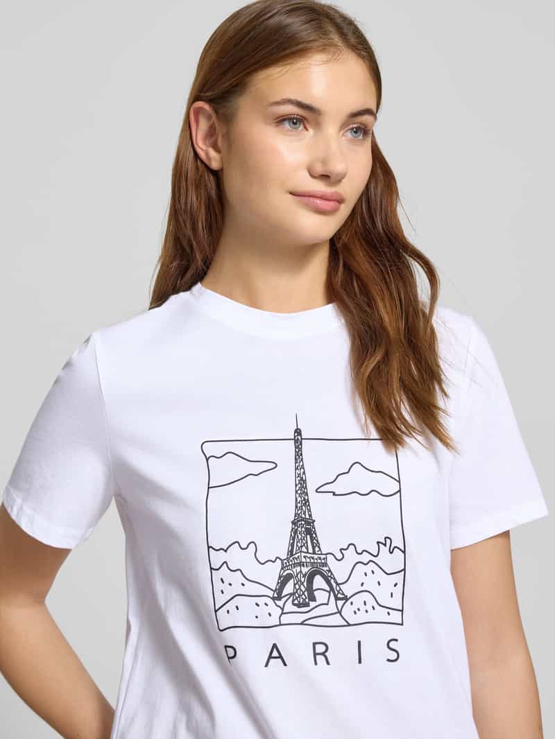 Pieces Regular fit T-shirt van puur katoen model 'MARIA'