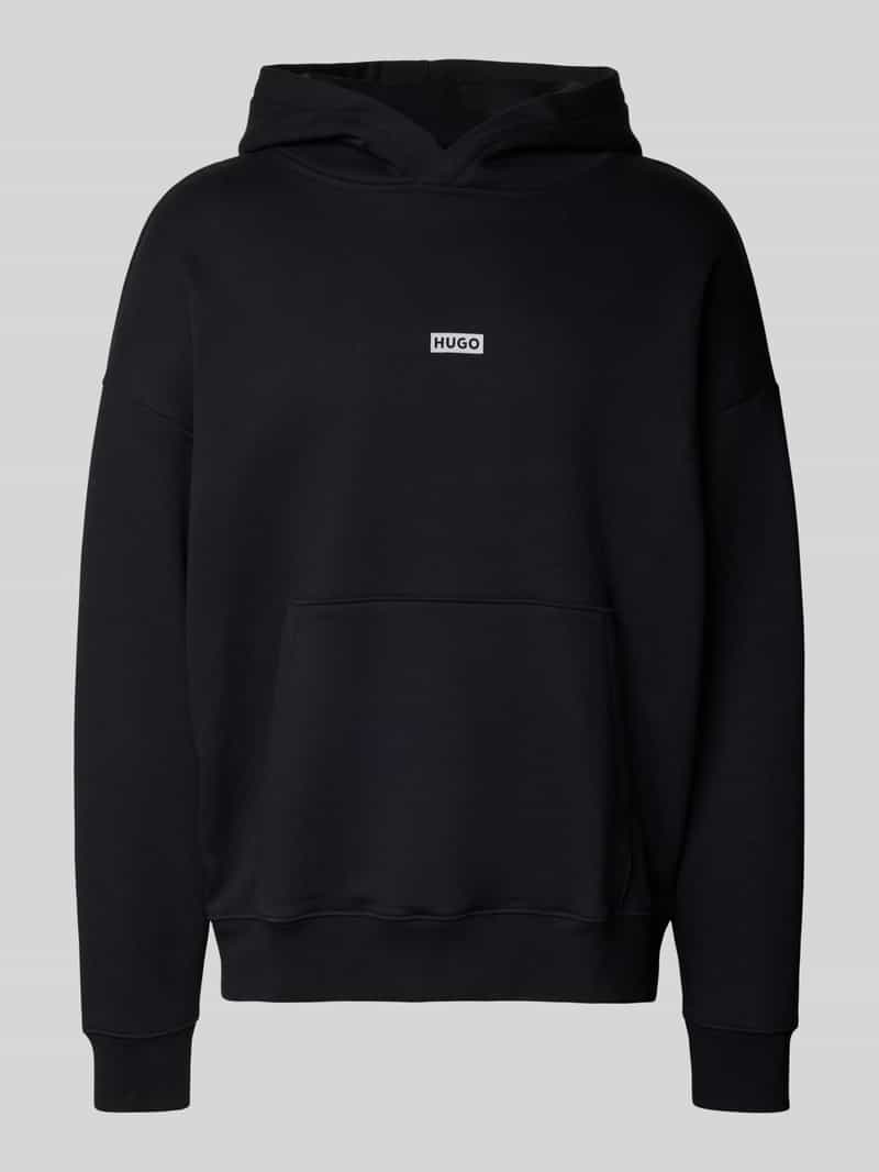 Hugo Blue Hoodie met labelprint model 'Nazardo'