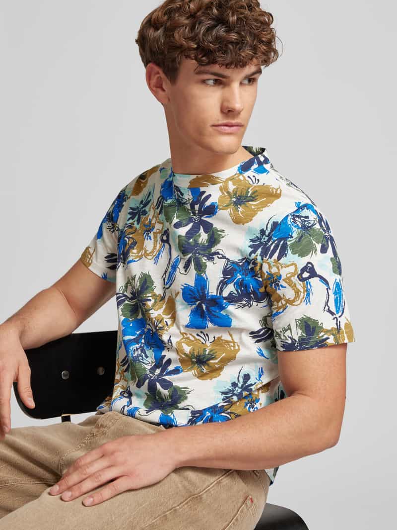 Blend T-shirt met geribde ronde hals model 'JEMO'
