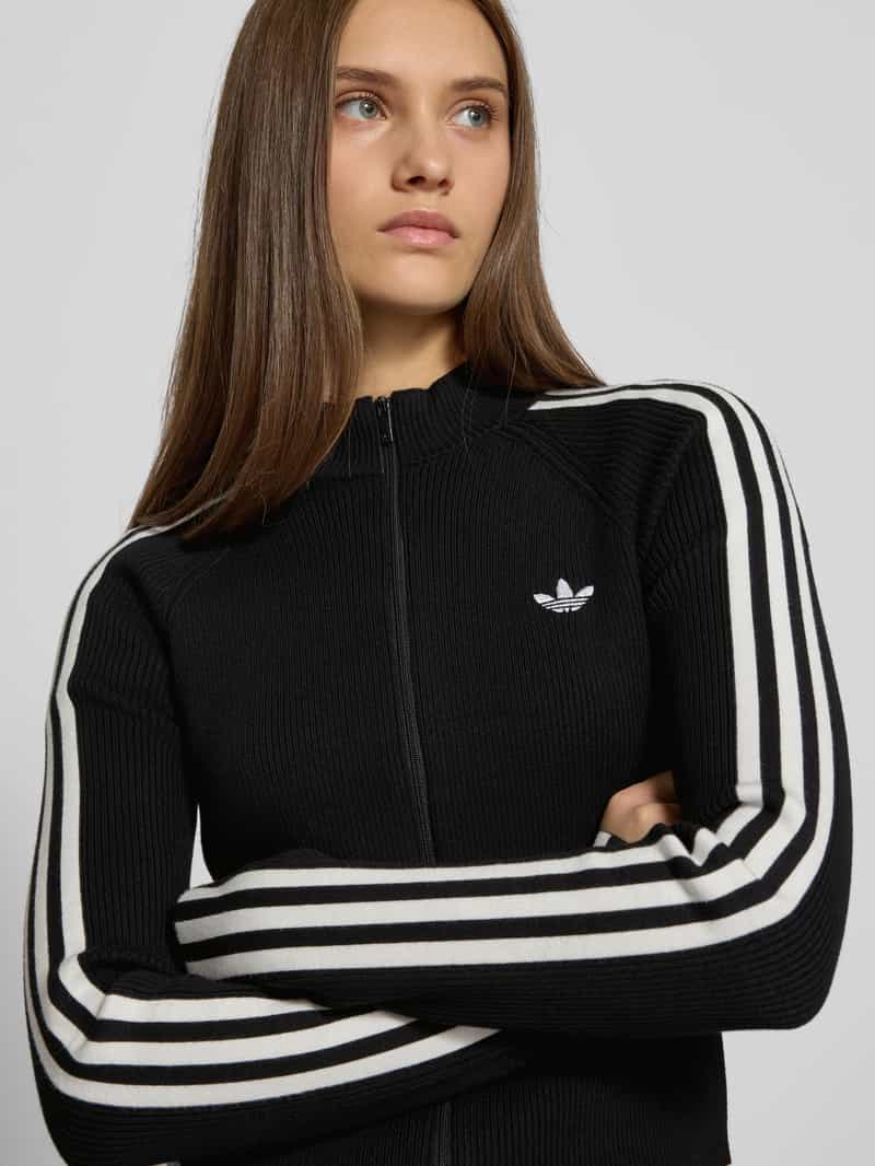 adidas Originals Slim fit gebreid jack met labelstitching