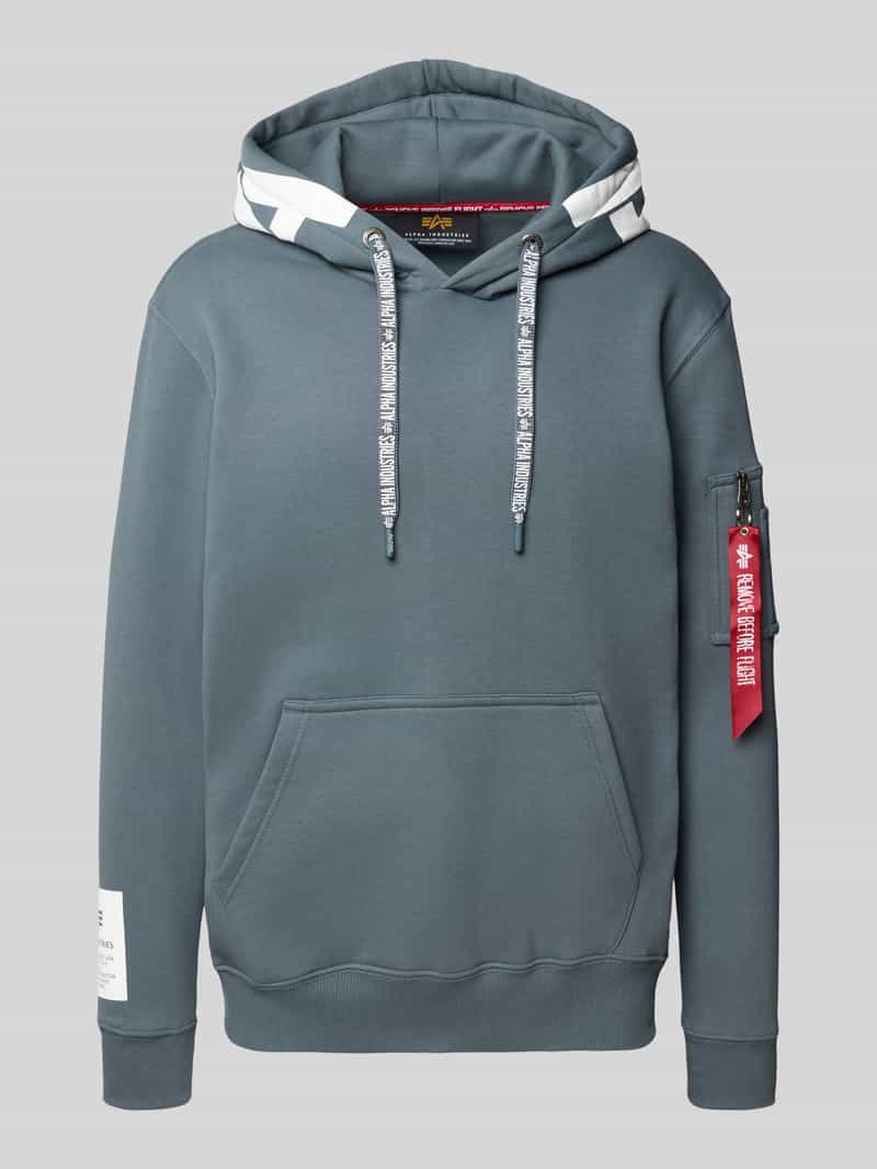 alpha industries Hoodie met kangoeroezak en ritszak opzij