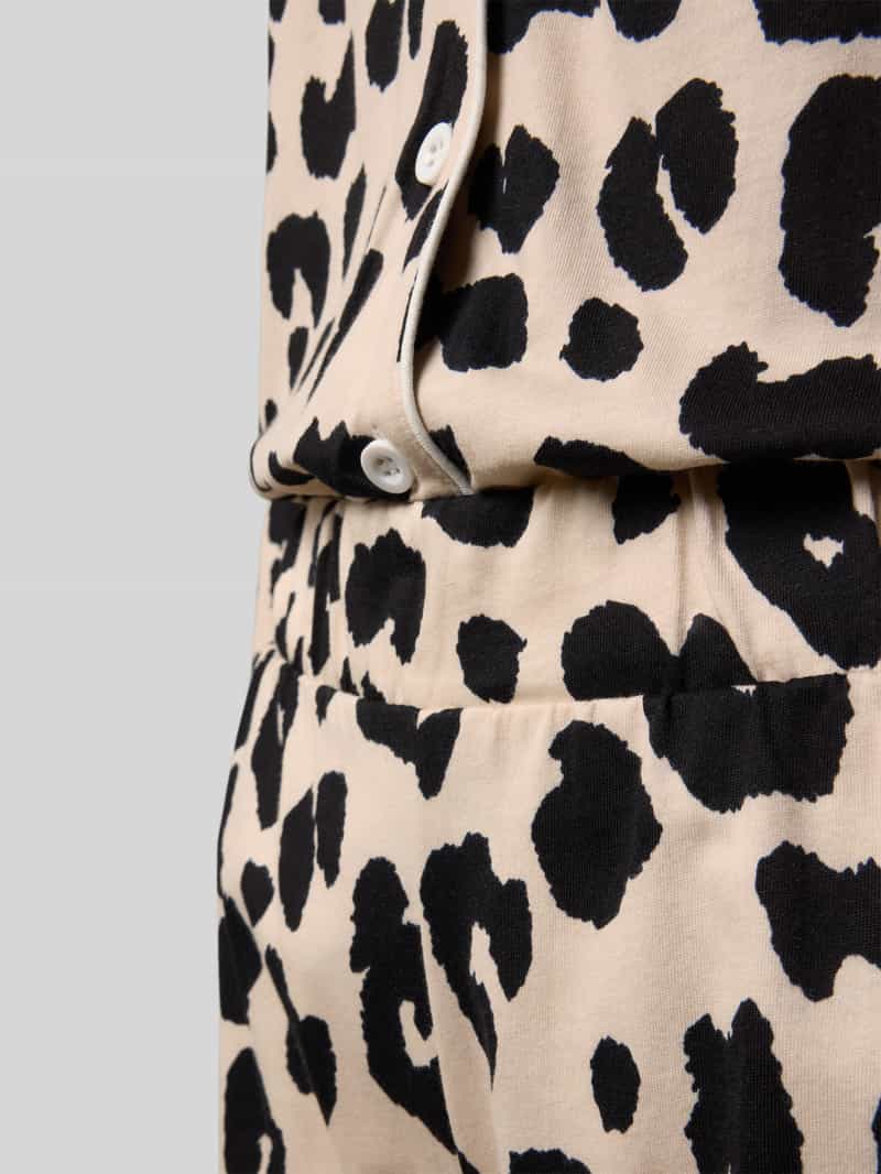 LOUIS & LOUISA Relaxed fit pyjama met reverskraag model 'Schmusekatze'