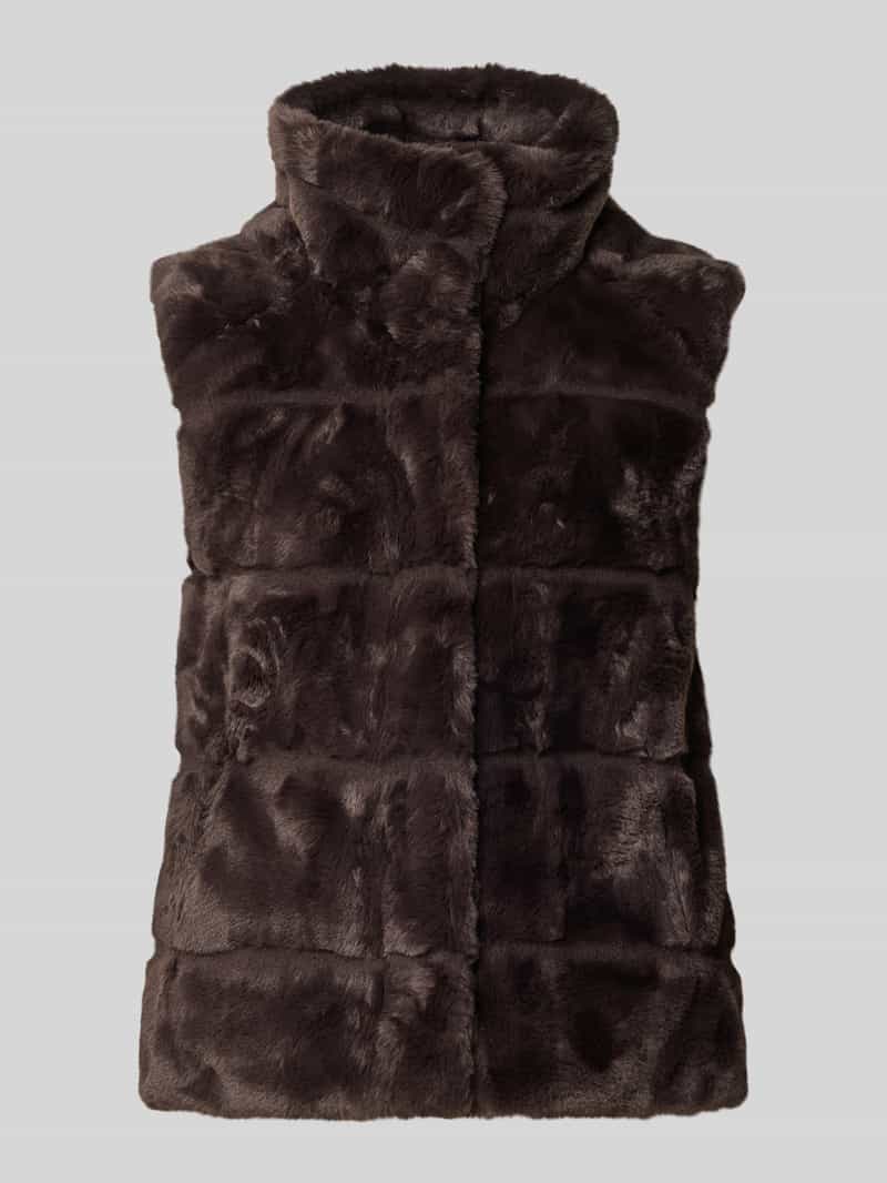 Monari Bodywarmer van imitatiebont met doorgestikte naden