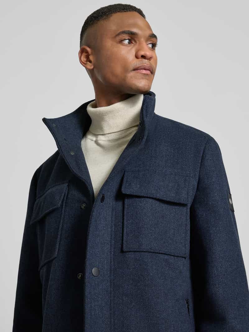 Tom Tailor Regular fit lange wollen jas van wolmix met afneembare binnenkraag
