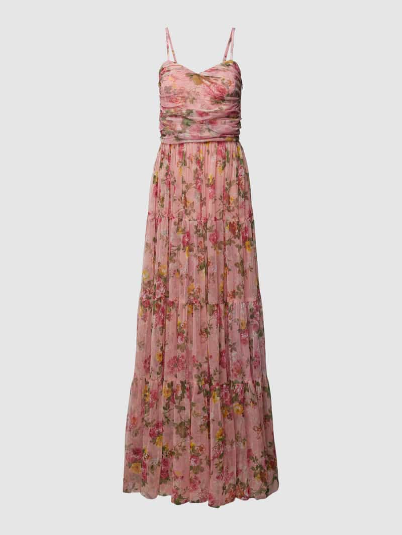 Lace & Beads Avondjurk met bloemenprint
