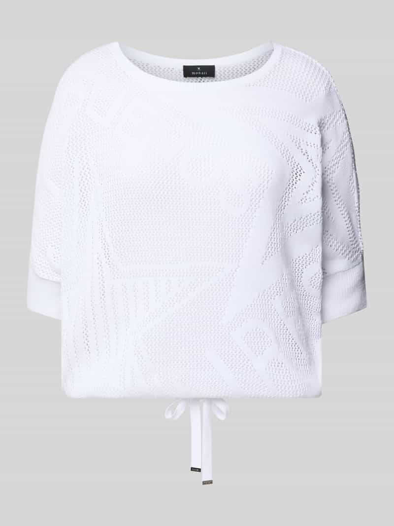 monari Gebreid shirt met ajourpatroon