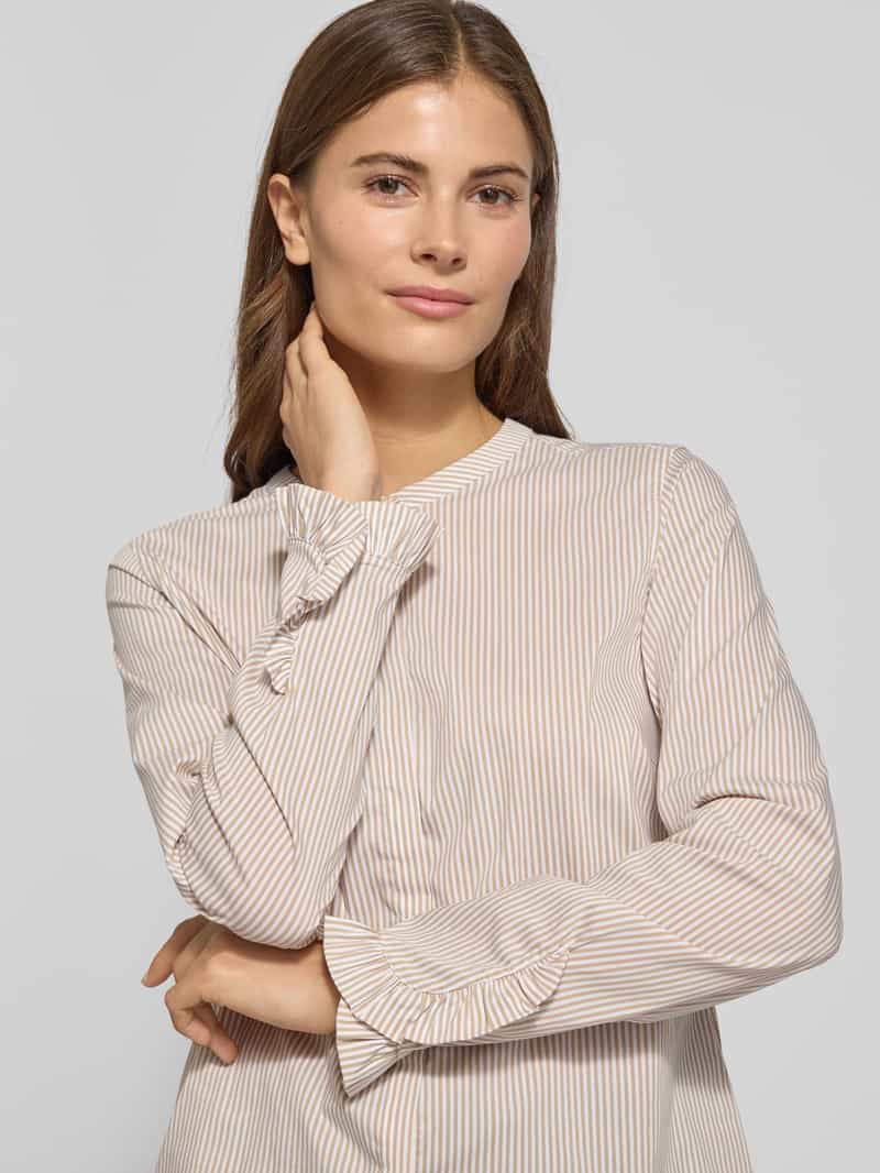 MOS MOSH Regular fit overhemdblouse met ronde hals model 'Mattie'