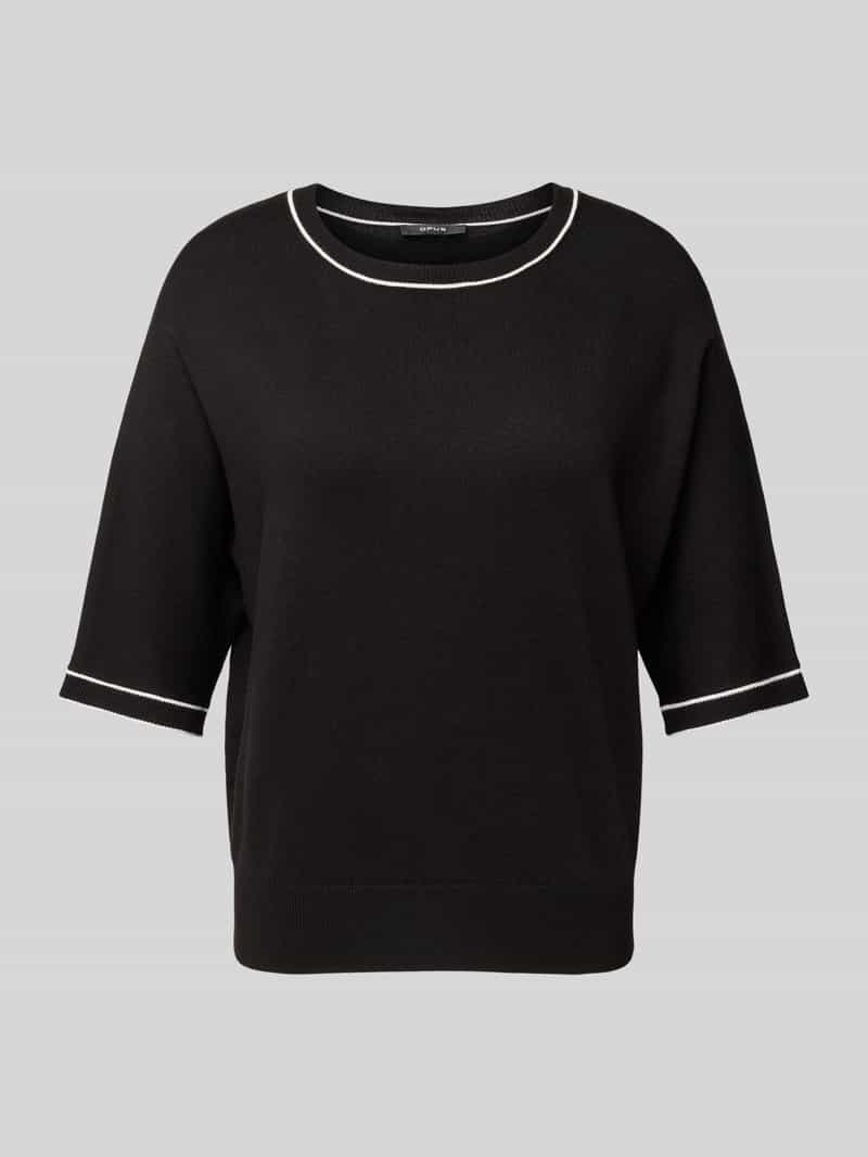 Opus Gebreid shirt met ronde hals model 'Prepi'
