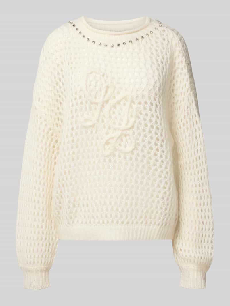 Liu Jo White Oversized gebreide pullover met mohair en lanawol