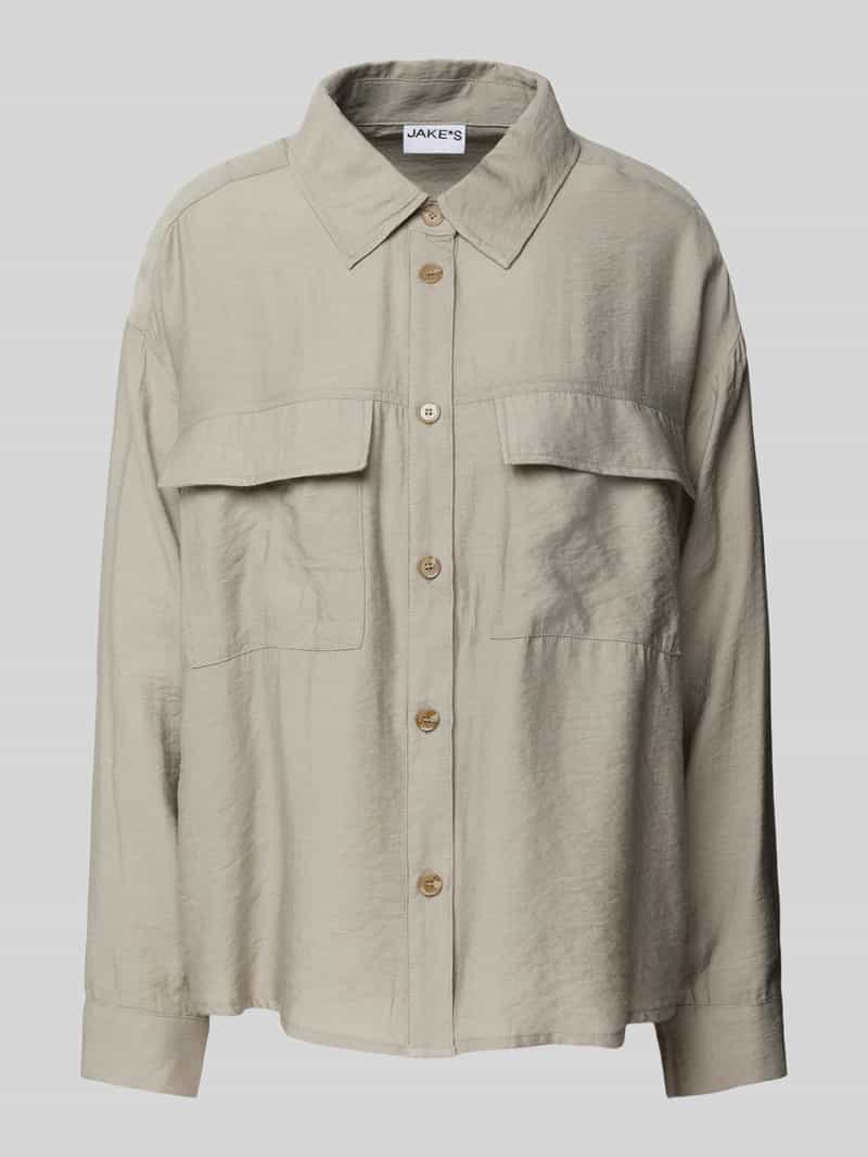 Jake*s Casual Relaxed fit blouse met paspelzakken op de borst