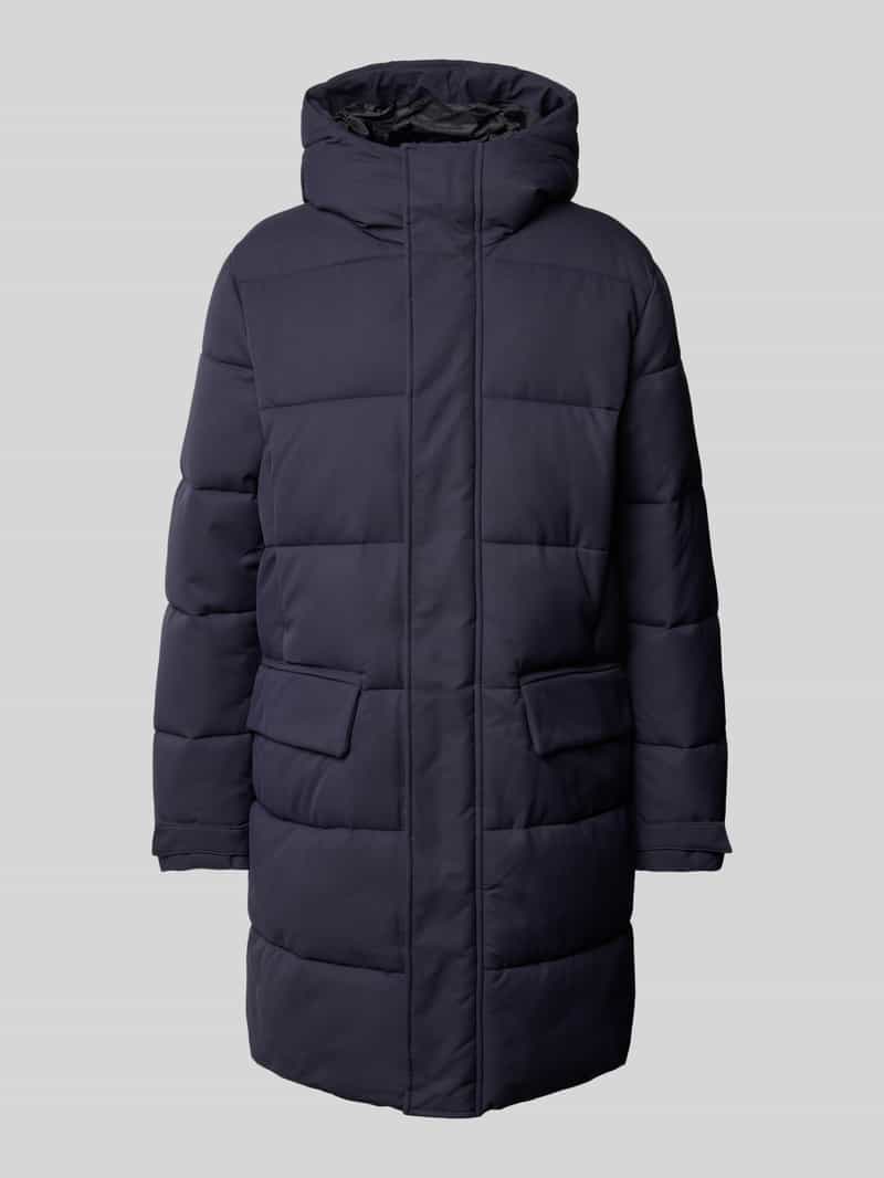 SAVE THE DUCK Gewatteerde lange jas met labeldetail model 'COSMO'
